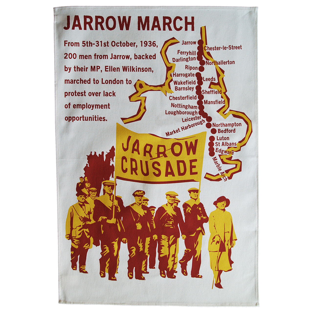 The National Hunger March: Before Jarrow, Glasgow - Radical Tea Towel