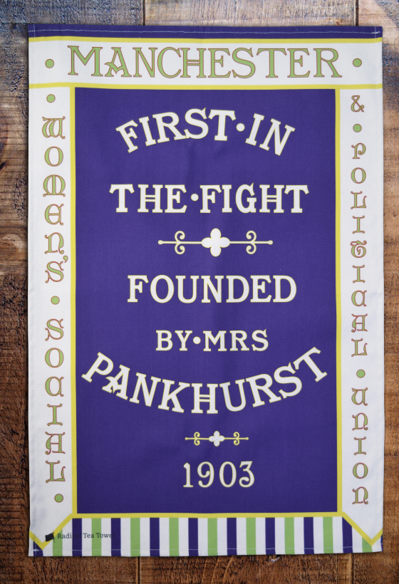 Manchester WSPU tea towel